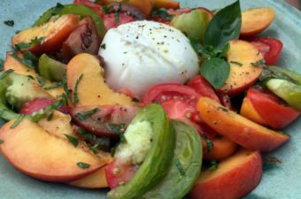 Burrata with Peaches and Heirloom Tomatoes